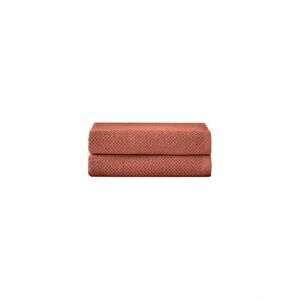 NEW UNDER THE CANOPY textured organic 2 piece hand towel set in terracotta